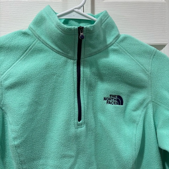 THE NORTH FACE Women’s Light Blue / Green Quarter Zip Fleece Sweater - size S - Picture 2 of 6